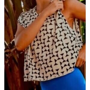 2/$50 Free People Movement NWOT Inspire Tank Black White Tan Geo Print Size XS